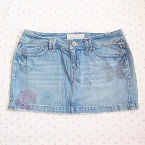 aeropostale graphic denim mini skirt y2k butterfly rhinestone skirt